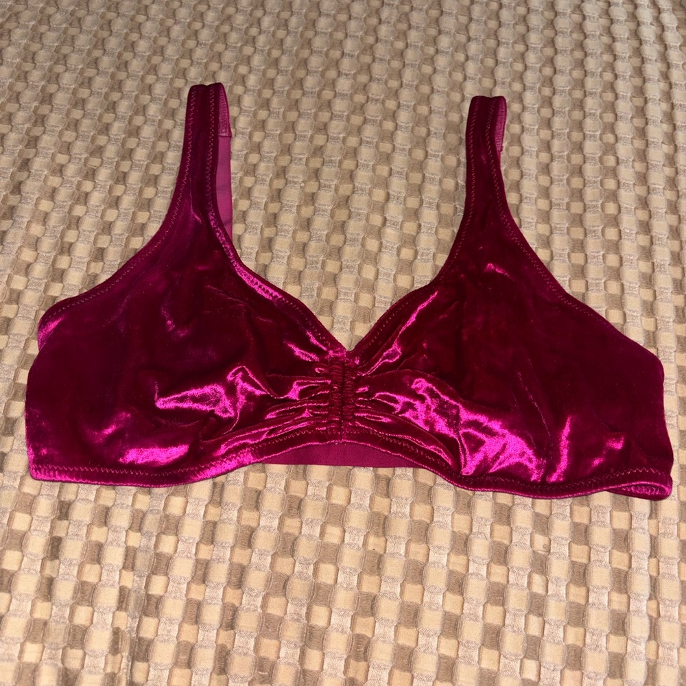 Free People Velvet Bralette - Deep Pink